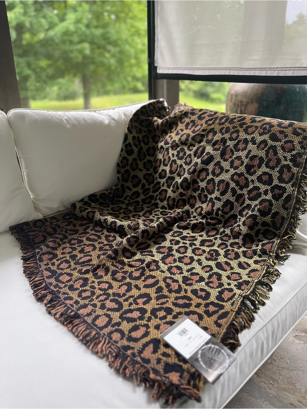 Leopard Pattern Woven Throw Blanket - Brown & Black OBO